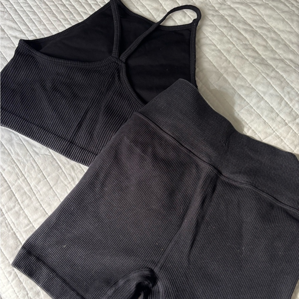 Target Black Ribbed Workout Set - image 2